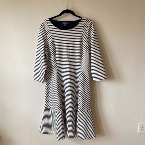 Lands’ End  A line Dress Women's XLT Blue and White Striped Ponte Workwear‎ - Picture 1 of 8